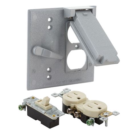 electric control box with single toggle|Cast Weatherproof Cover Single Pole Toggle Switch, Gray.